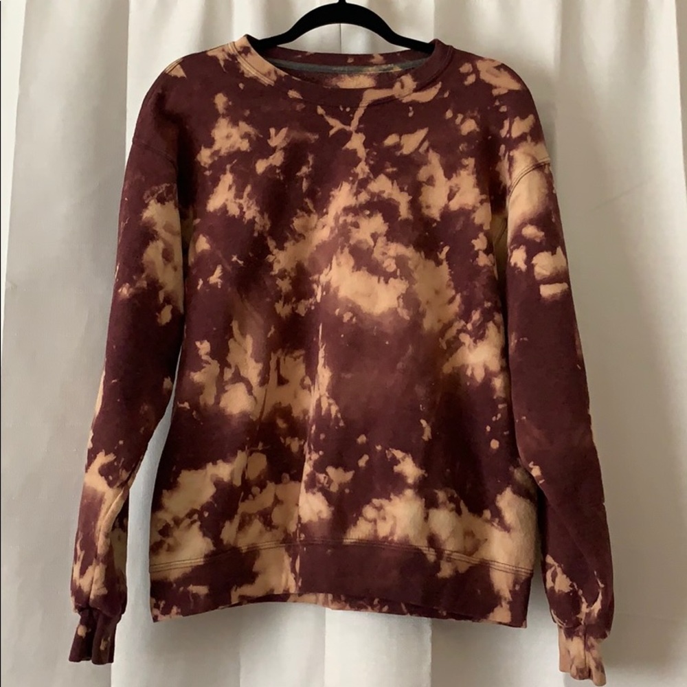 SOLD Custom Oversized Maroon Bleach Dyed Crewneck